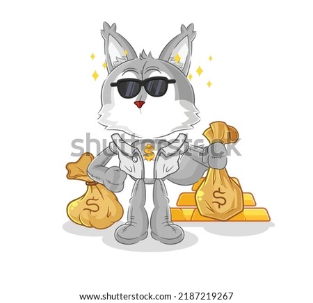 the wolf rich character. cartoon mascot vector