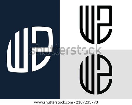 WZ modern initial letter logo design vector bundle. It will be suitable for which company or brand name start those initial.