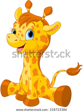Illustration of little cute giraffe calf