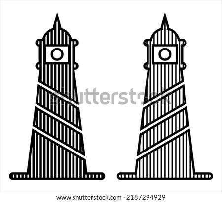 Lighthouse Icon, Light Tower For Navigational Aid Vector Art Illustration