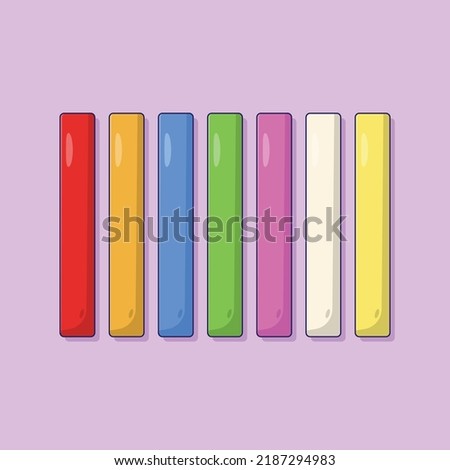 Colorful Chalks Vector Icon Illustration with Outline for Design Element, Clip Art, Web, Landing page, Sticker, Banner. Flat Cartoon Style
