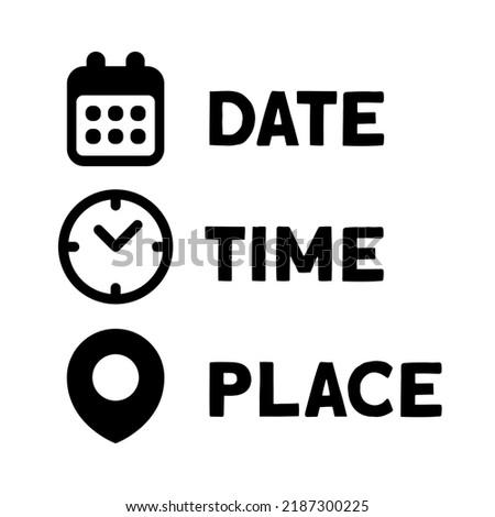 Date, Time, Address or Place Icons Symbol Royalty-Free Stock Photo #2187300225