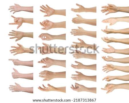 Group of Male hands gestures isolated on white background included clipping path. Royalty-Free Stock Photo #2187313867