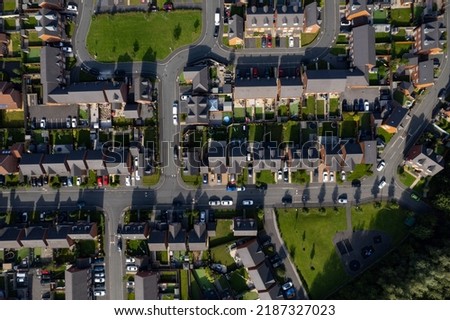 Aerial Houses Residential British England Drone Above View Summer Blue Sky Estate Agent 2022