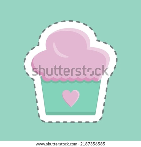 Sticker line cut Muffin. suitable for Bakery symbol. simple design editable. design template vector. simple illustration