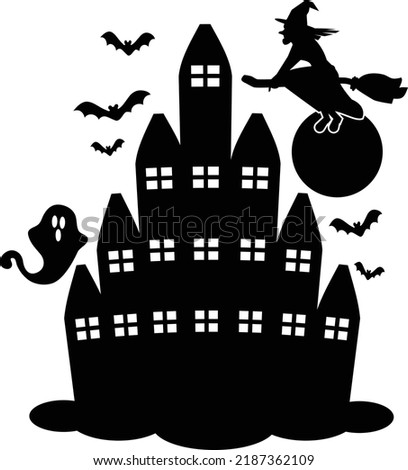 Printable Halloween Vector Illustration of a Haunted House