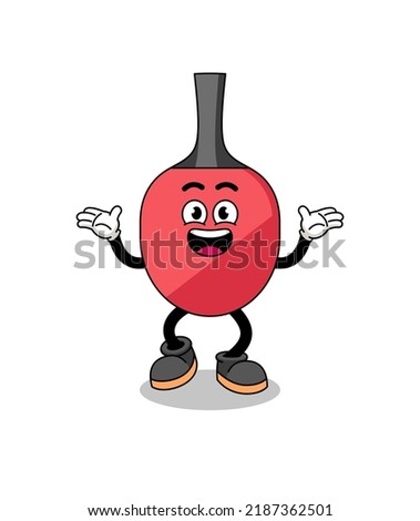 table tennis racket cartoon searching with happy gesture , character design