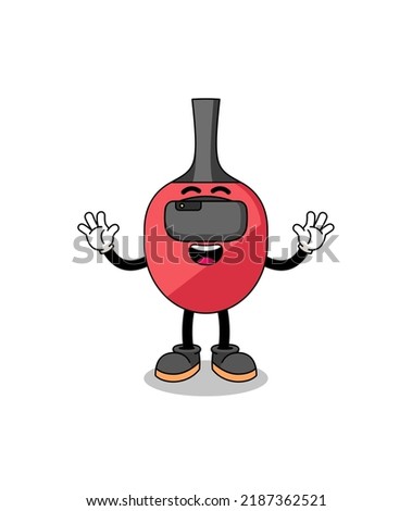 Illustration of table tennis racket with a vr headset , character design