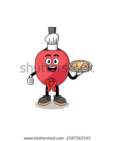 Illustration of table tennis racket as an italian chef , character design