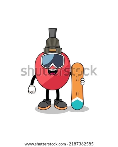 Mascot cartoon of table tennis racket snowboard player , character design