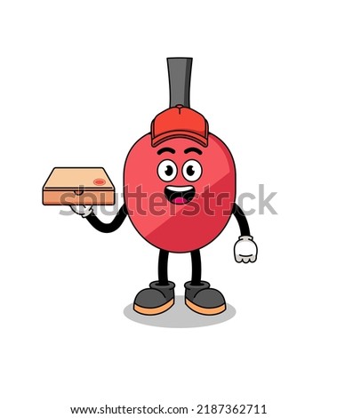 table tennis racket illustration as a pizza deliveryman , character design