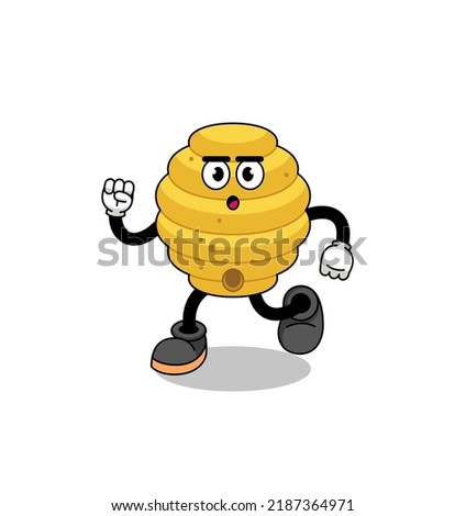running bee hive mascot illustration , character design