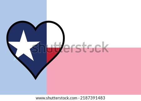 The flag of the USA state of TEXAS with a strong heart over a faded background