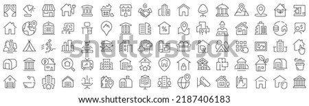 Set of real estate line icons. Collection of black linear icons Royalty-Free Stock Photo #2187406183