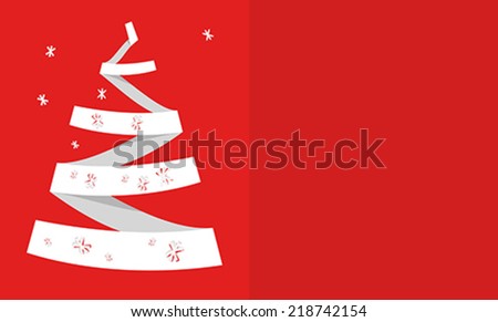 Christmas card with Christmas tree with snowflakes