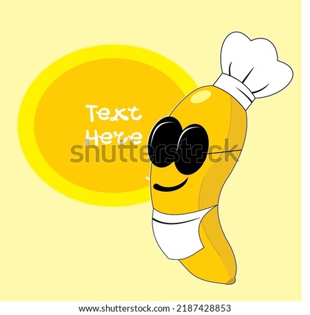 vector illustration of banana chef caricature wearing sunglasses