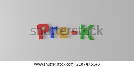 "Pre-K" written with colorful fridge magnet letters