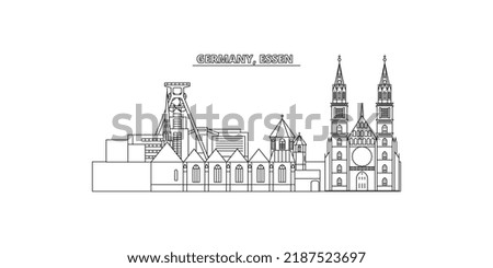 Germany, Essen city skyline isolated vector illustration, icons