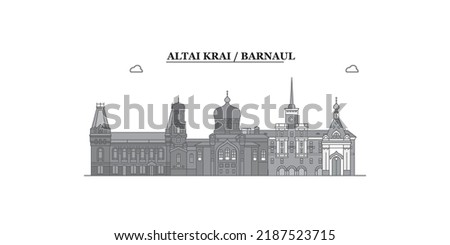 Russia, Barnaul city skyline isolated vector illustration, icons