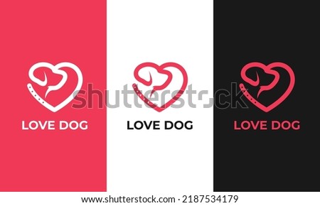 Love dog, Design for pet lovers. Love Heart with dog face vector illustration