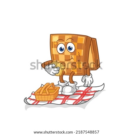 the wood chess on a picnic cartoon. cartoon mascot vector