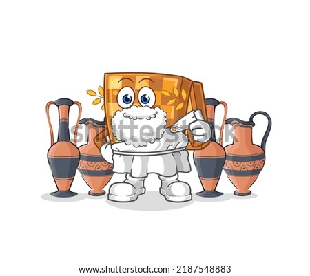 the wood chess with greek clothing. cartoon mascot vector
