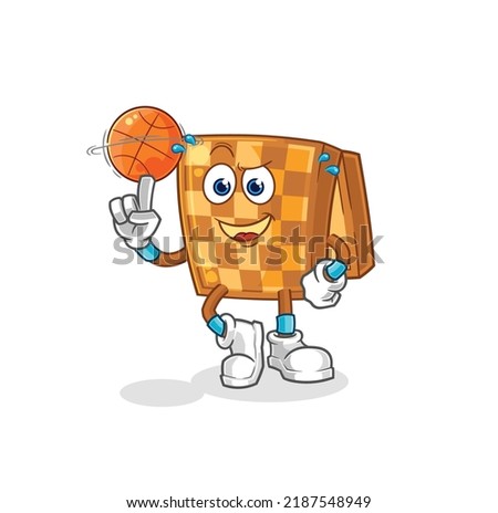 the wood chess playing basket ball mascot. cartoon vector