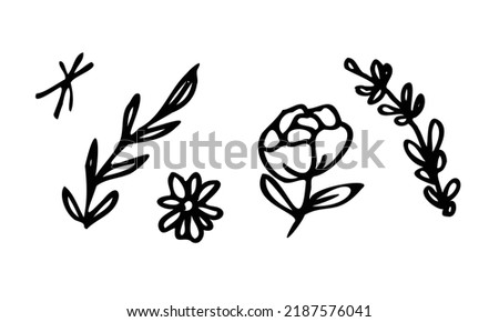 set of simple flower hand drawn vector illustration design