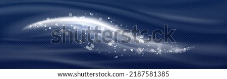 Wind blowing effect, mist, smoke or blizzard trails and snowflakes wave isolated on transparent background. White smoky flow streams, haze, spray whirls, freezing fog, Realistic 3d vector illustration
