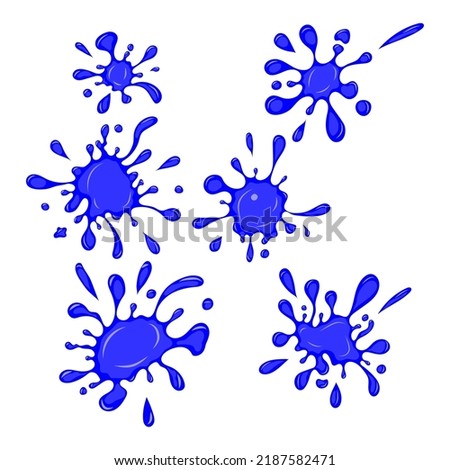 Set of blue color blots, vector illustration