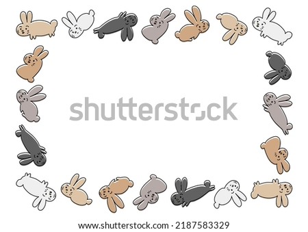 Cute rabbit frame design. Various types of rabbits. Vector illustration. 