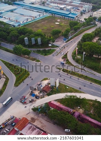 A view of instersection road in Batam City, Indonesia. this photo was shot in the morning when the traffic still quiet