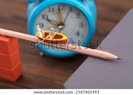 time lapse on pencil bridge in miniature creative boat