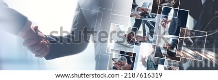 Business, finance and investment, global business structure of networking. Business development concept. Businessmen making handshake, customer service, teamwork, global business, network technology Royalty-Free Stock Photo #2187616319
