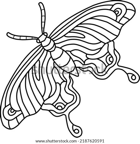 butterfly coloring book zentangle isolated on white background
