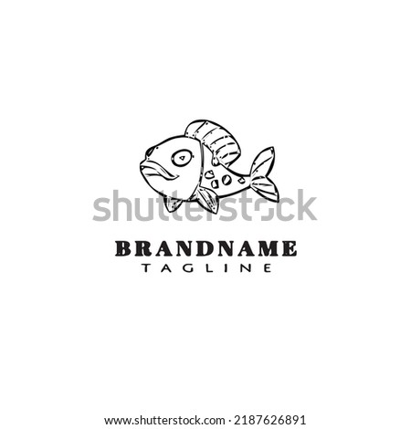 animal fish cartoon logo template icon black modern isolated vector illustration