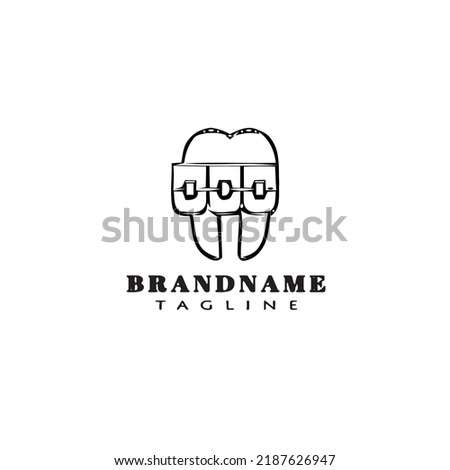 dental clinic logo cartoon icon design template black modern isolated vector illustration