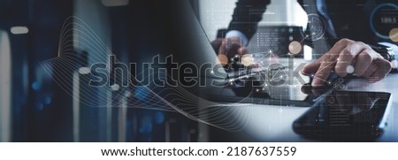 Data exchange, digital technology,  AI, Business Intelligence, big data management and internet network connection, Digital software technology and global business development, network marketing  Royalty-Free Stock Photo #2187637559