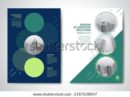 Template vector design for Brochure, AnnualReport, Magazine, Poster, Corporate Presentation, Portfolio, Flyer, infographic, layout modern with blue color size A4, Front and back, Easy to use and edit. Royalty-Free Stock Photo #2187638847