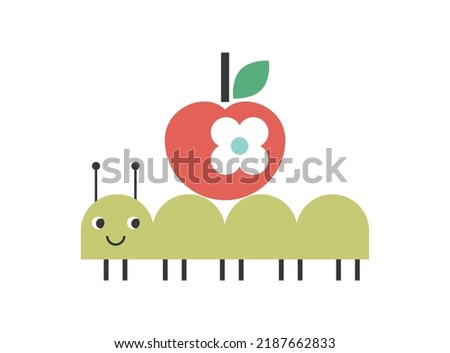 Cute caterpillar design isolated on white. Children applique scheme. Vector illustration.