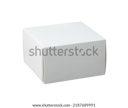 photo of white cardboard box for product design mock-up isolated on white background