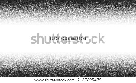 Black Noise Stipple Dots Halftone Gradient Vector Horizontal Border Isolated On White. Hand Drawn Dotwork Abstract Grungy Grainy Texture. Pointillism Art Abstraction Dotted Graphic Grunge Illustration
