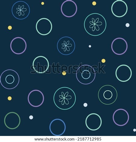 Vector abstract colorful circles with flowers, seamless background. Excellent for fabric, scrapbooking, wallpaper projects, backgrounds, invitations, design projects.