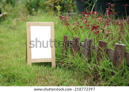 empty Wooden Whiteboard (menu board) Garden