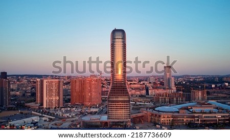 Aerial view of Belgrade, capital of Serbia. Royalty-Free Stock Photo #2187736609