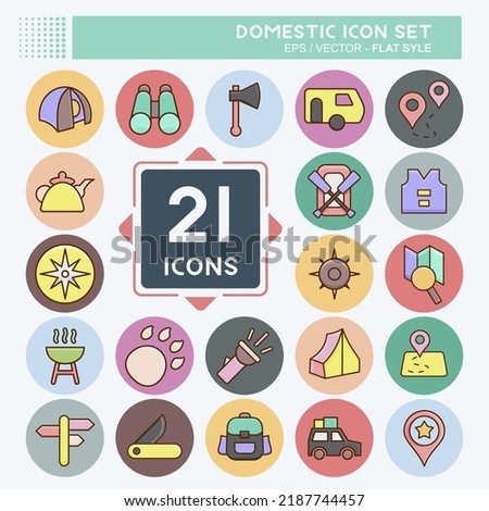 Icon Set Domestic. suitable for education symbol. flat style. simple design editable. design template vector. simple illustration