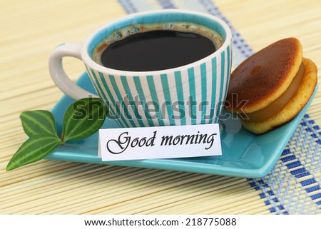 Good morning card with cup of coffee and cookie 