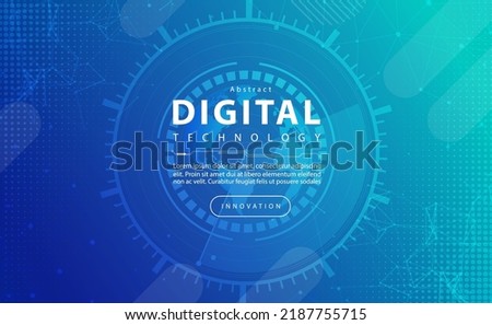 Digital technology banner blue green background concept, world map compass technology, abstract tech, innovation future data, internet network, Ai big data, lines dots connection, illustration vector