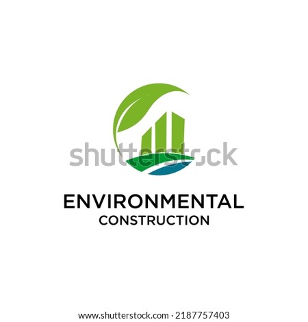 environmental and green leaf logo. fresh organic financial planing .green building logo design