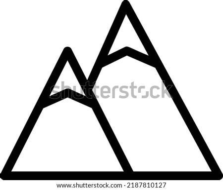 Mountain Icon With Outline Style, Camping Sign And Symbol Isolated On White Background